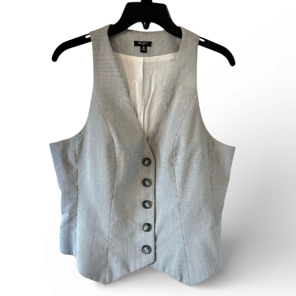 Nine West Women’s Striped Fitted Vest Blue and White size 10